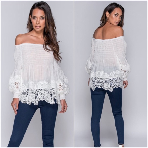 🆕Abby Lace Trim Bardot Top - Picture 4 of 4